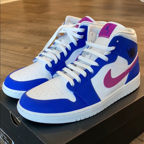 Air Jordan 1 Mid Hyper Royal / Hyper Violet-White 買い方 Nike Air Violet Royal Hyper Mid 1 Jordan スニーカー